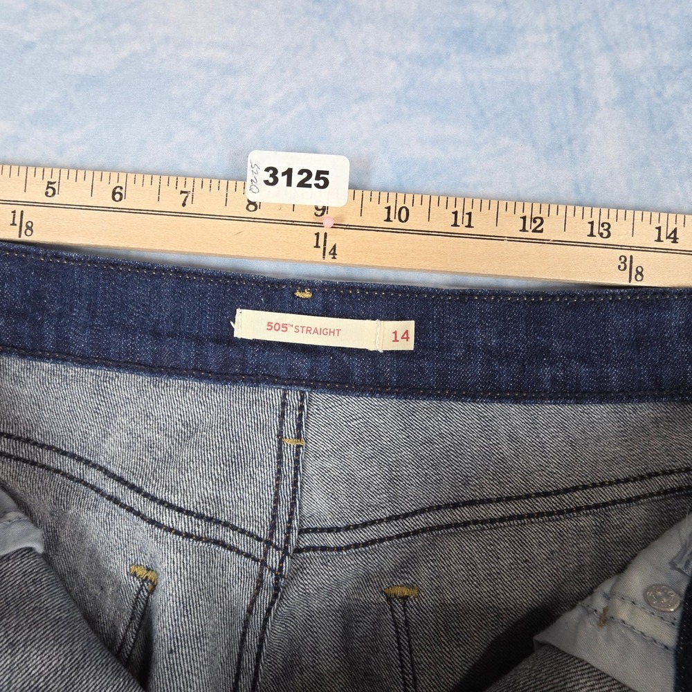 Levis 505 Straight Leg Jeans Womens 14 Dark Wash Indigo Denim Mid Rise Classic - Picture 2 of 8